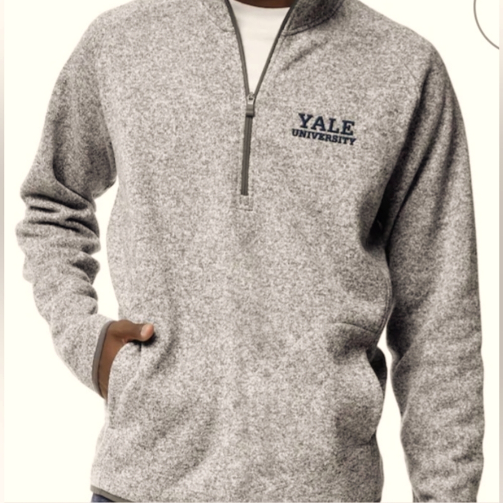 League Yale University Gray Men's 1/4 Zip Polyester Size 1X-2X PRE-OWNED